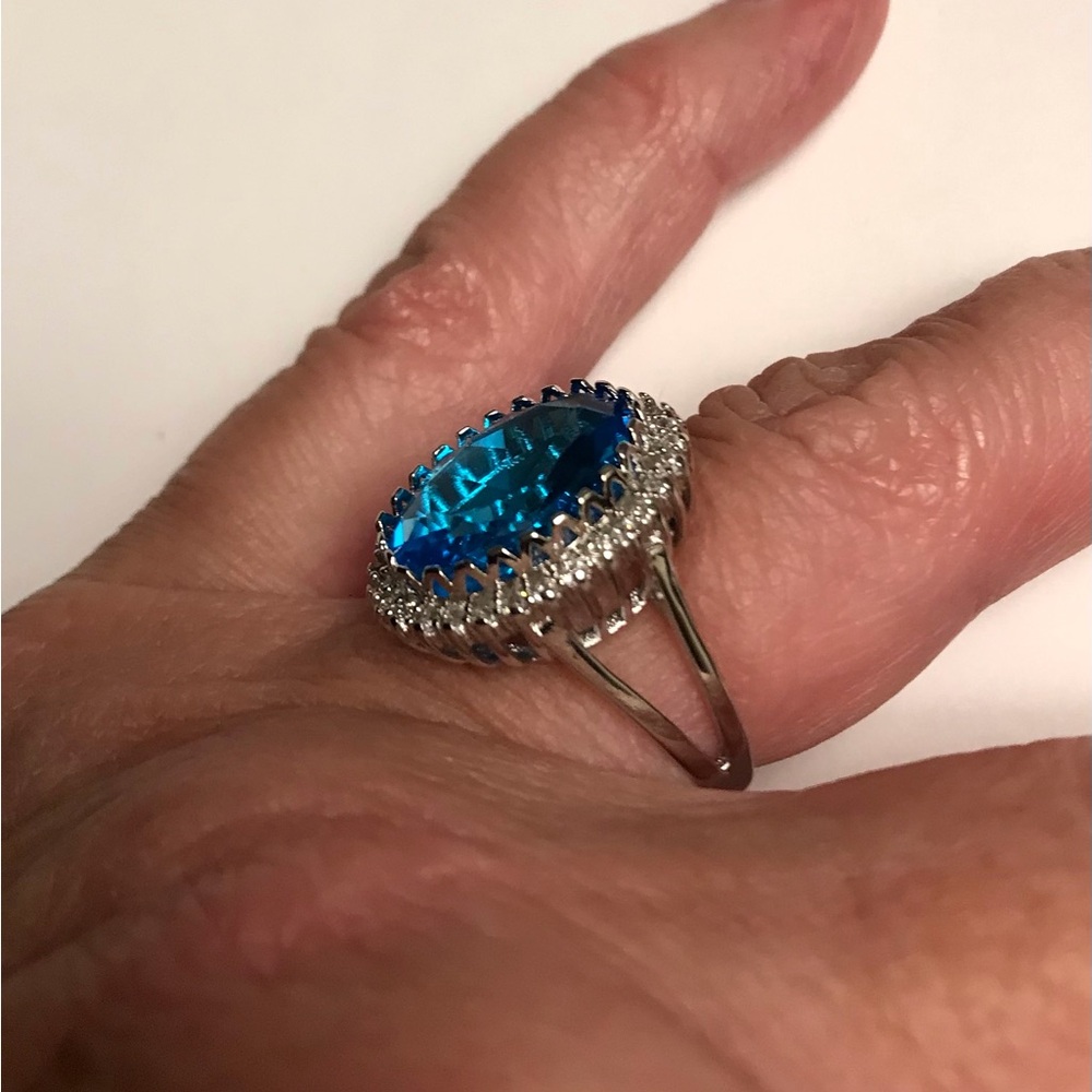 Blue Topaz Stamped 925 Sterling Silver Ring